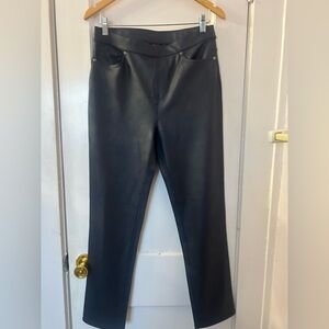 Faux Leather Dark Steel Blue Medium Leggings with Real Pockets DG2